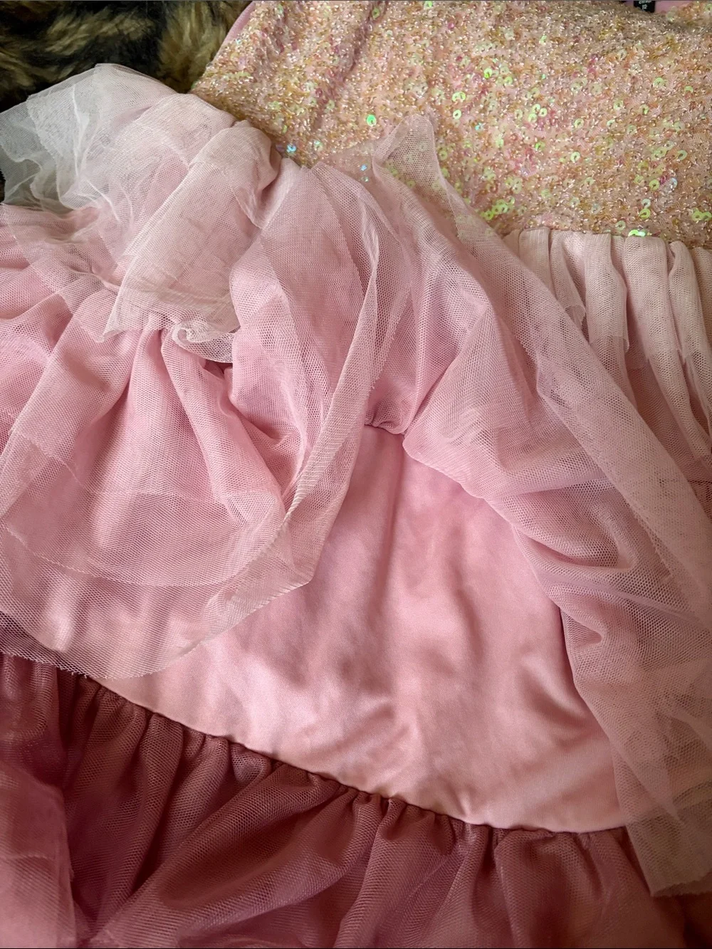 Pink & Violet - Sparkling Pink Sequin Tiered Tulle Celebration Dress/Costume 12